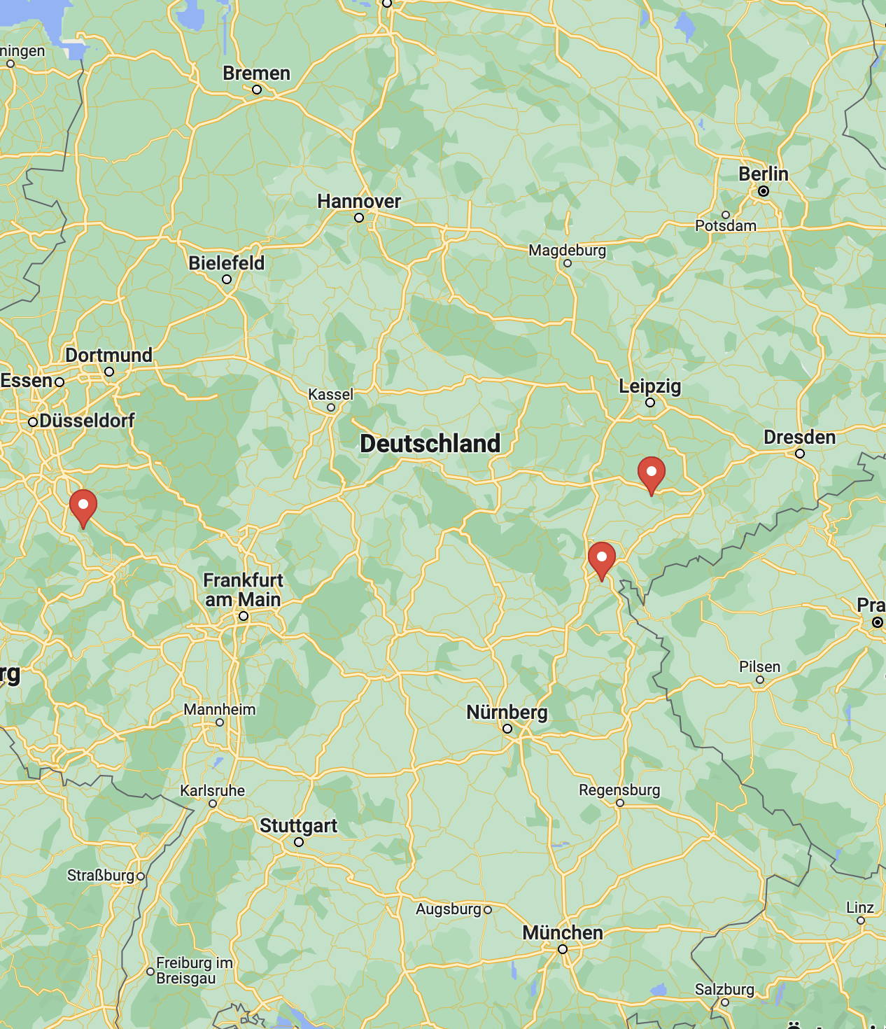 Standorte der Eventcrew auf einer Karte markiert